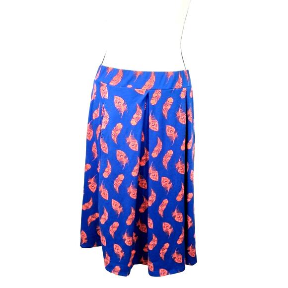 LuLaRoe Dresses & Skirts - Lularoe Madison Pleated Skirt Feather Blue Size XL Pockets